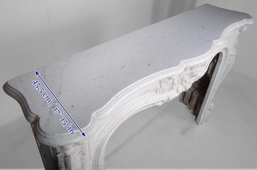 Louis XV style fireplace in Carrara marble Louis XV style fireplace in Carrara marble-15