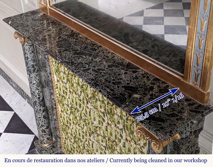 Directoire style mantel with columns in wood painted as a trompe l'oeil of Antique Green marble Directoire style mantel with columns in wood painted as a trompe l'oeil of Antique Green marble-9
