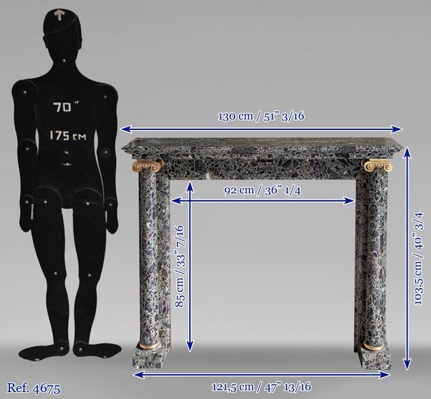 Directoire style mantel with columns in wood painted as a trompe l'oeil of Antique Green marble Directoire style mantel with columns in wood painted as a trompe l'oeil of Antique Green marble-10