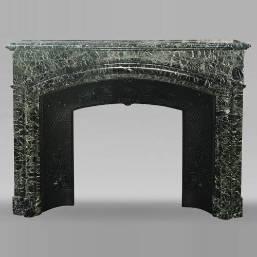 Important Louis XIV style fireplace in sea green marble
