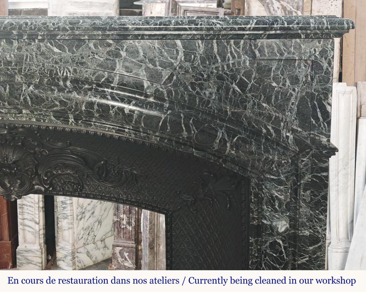 Important Louis XIV style fireplace in sea green marble Important Louis XIV style fireplace in sea green marble-6