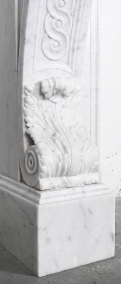 Napoleon III style scroll fireplace, richly sculpted, in Carrara marble Napoleon III style scroll fireplace, richly sculpted, in Carrara marble-8