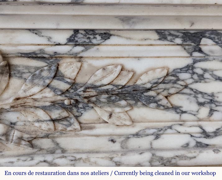 Louis XVI style mantel in Violet Breccia with a laurel crown Louis XVI style mantel in Violet Breccia with a laurel crown-2