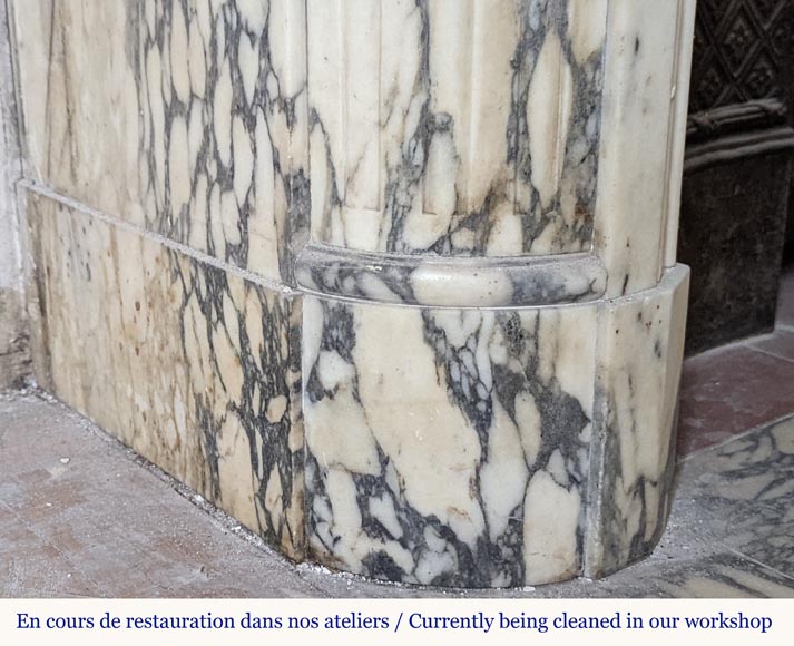 Louis XVI style mantel in Violet Breccia with a laurel crown Louis XVI style mantel in Violet Breccia with a laurel crown-6