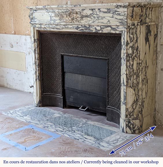 Louis XVI style mantel in Violet Breccia with a laurel crown Louis XVI style mantel in Violet Breccia with a laurel crown-7