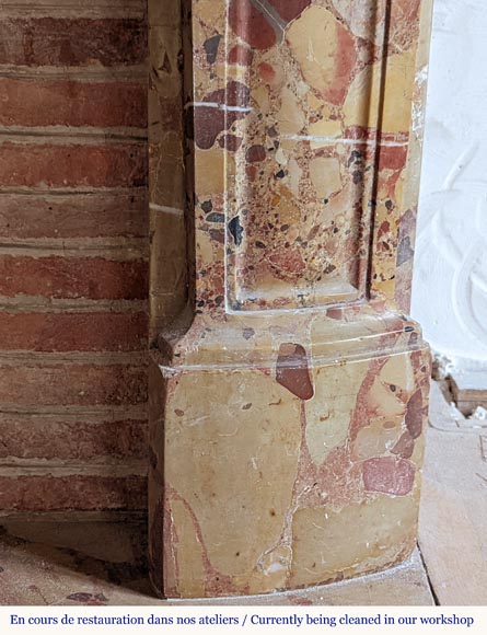 Louis XV period mantel in Alep Breccia with a winged shell Louis XV period mantel in Alep Breccia with a winged shell-10