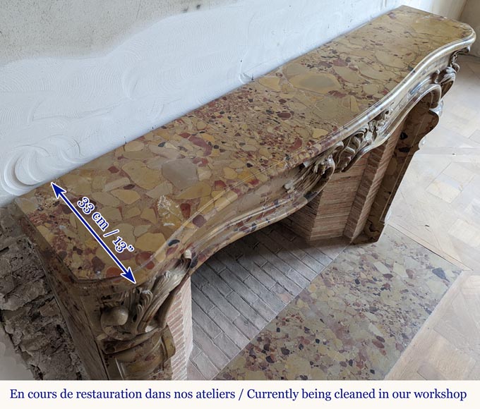 Louis XV period mantel in Alep Breccia with a winged shell Louis XV period mantel in Alep Breccia with a winged shell-12