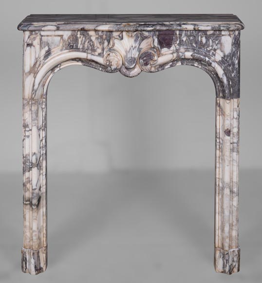 Small Louis XV period mantel in Violet Breccia marble Small Louis XV period mantel in Violet Breccia marble-0
