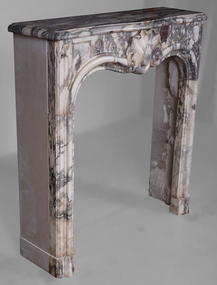 Small Louis XV period mantel in Violet Breccia marble Small Louis XV period mantel in Violet Breccia marble-4