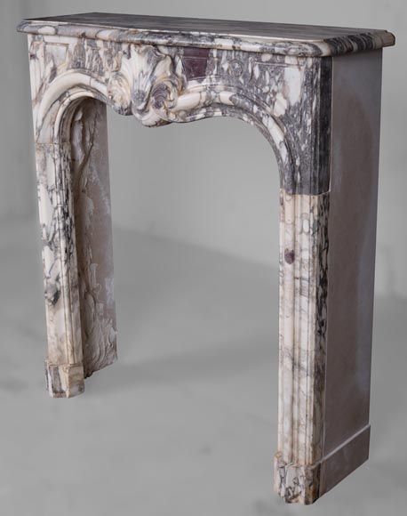 Small Louis XV period mantel in Violet Breccia marble Small Louis XV period mantel in Violet Breccia marble-6