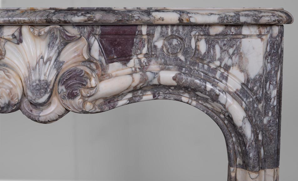 Small Louis XV period mantel in Violet Breccia marble Small Louis XV period mantel in Violet Breccia marble-7