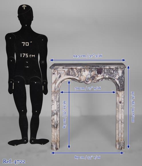 Small Louis XV period mantel in Violet Breccia marble Small Louis XV period mantel in Violet Breccia marble-10
