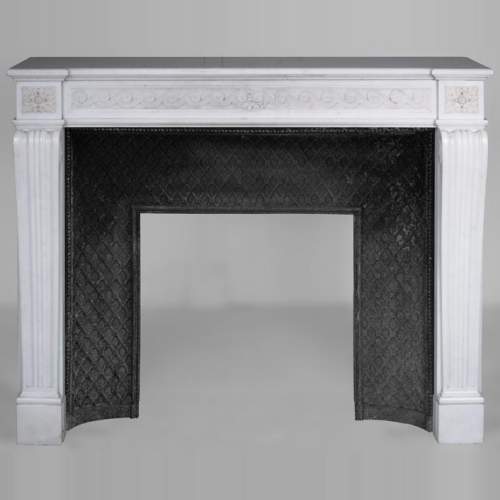 Louis XVI style Carrara marble mantel with a Greek frieze