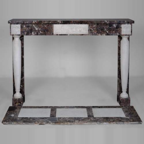 Neo Louis XVI style fireplace in imperator and statuary marble