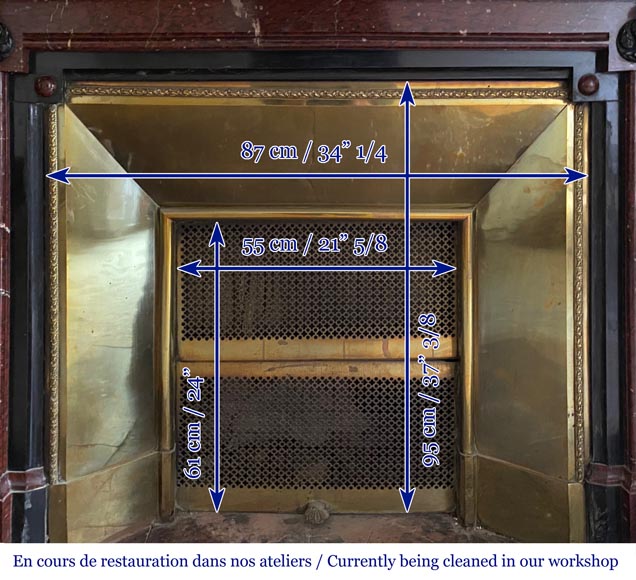 Napoléon III mantel in Red Griotte marble and Belgium black marble with composite columns Napoléon III mantel in Red Griotte marble and Belgium black marble with composite columns-9