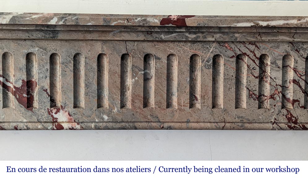 Small Napoleon III style mantel with flutes in Sarrancolin marble Small Napoleon III style mantel with flutes in Sarrancolin marble-1