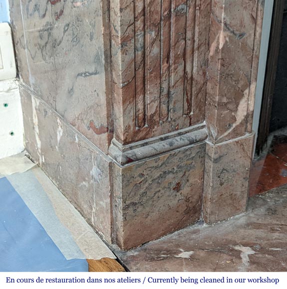 Small Napoleon III style mantel with flutes in Sarrancolin marble Small Napoleon III style mantel with flutes in Sarrancolin marble-4