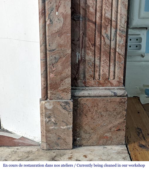 Small Napoleon III style mantel with flutes in Sarrancolin marble Small Napoleon III style mantel with flutes in Sarrancolin marble-7