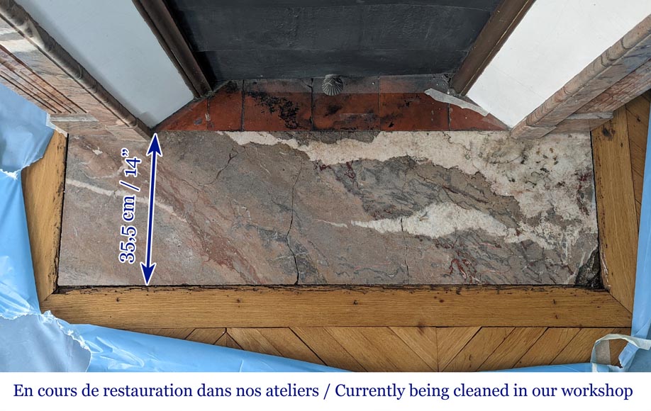 Small Napoleon III style mantel with flutes in Sarrancolin marble Small Napoleon III style mantel with flutes in Sarrancolin marble-8