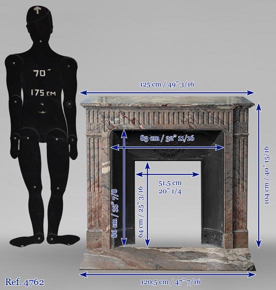 Small Napoleon III style mantel with flutes in Sarrancolin marble Small Napoleon III style mantel with flutes in Sarrancolin marble-10