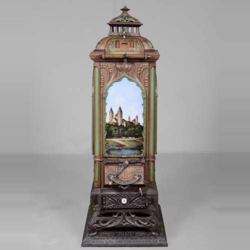 Musgrave & Co mannheim - Enameled cast iron stove adorned with views of important buildings in the Palatinate, Germany, circa 1900
