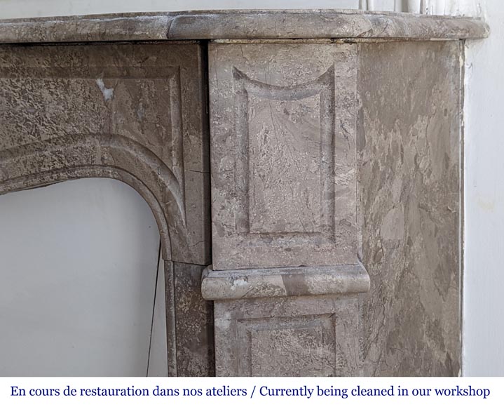 An antique Louis XV style fireplace, Pompadour model, in Lunel marble An antique Louis XV style fireplace, Pompadour model, in Lunel marble-6
