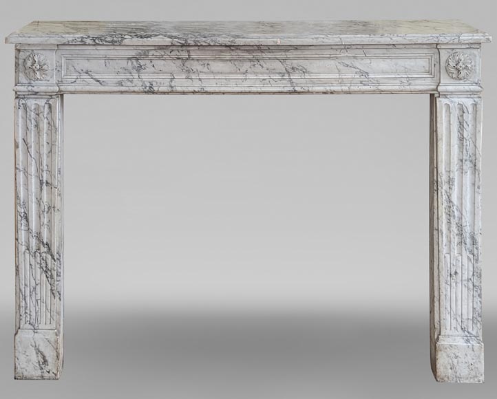 Antique Louis XVI period fireplace in veined marble Antique Louis XVI period fireplace in veined marble-0