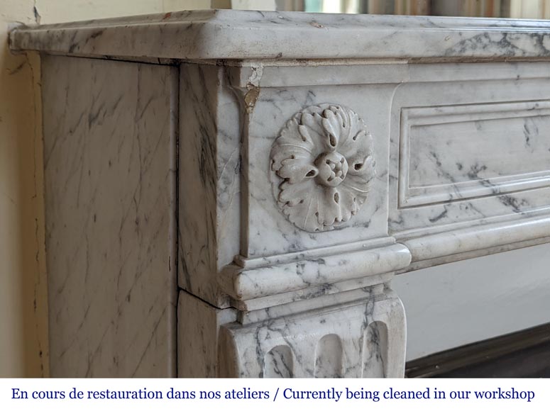 Antique Louis XVI period fireplace in veined marble Antique Louis XVI period fireplace in veined marble-3