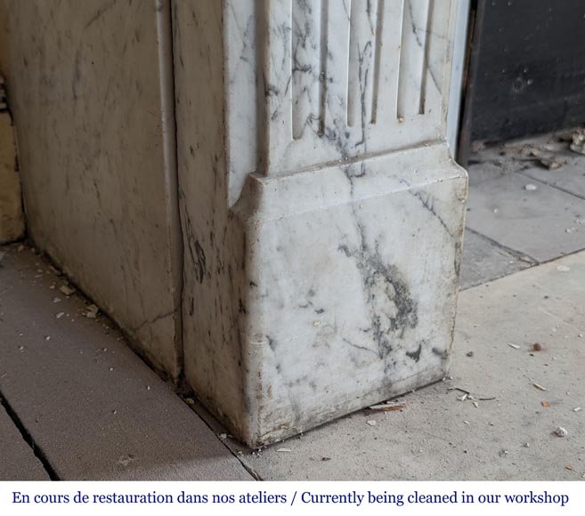 Antique Louis XVI period fireplace in veined marble Antique Louis XVI period fireplace in veined marble-4