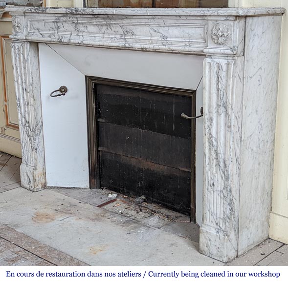 Antique Louis XVI period fireplace in veined marble Antique Louis XVI period fireplace in veined marble-5