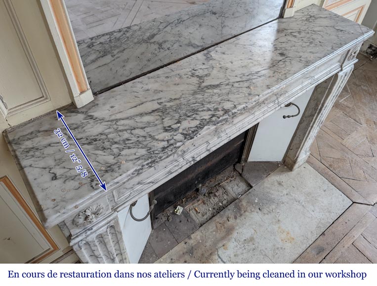 Antique Louis XVI period fireplace in veined marble Antique Louis XVI period fireplace in veined marble-8