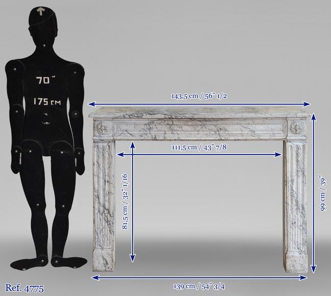 Antique Louis XVI period fireplace in veined marble Antique Louis XVI period fireplace in veined marble-9