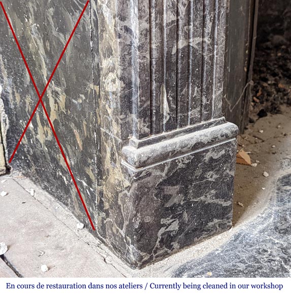 Louis XVI period fireplace in gray Ardennes marble Louis XVI period fireplace in gray Ardennes marble-4