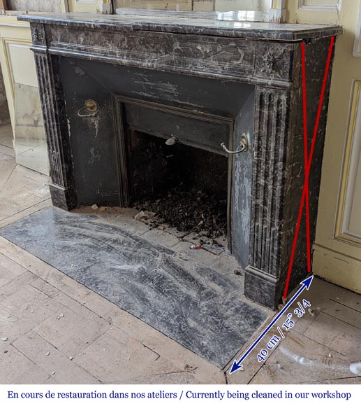 Louis XVI period fireplace in gray Ardennes marble Louis XVI period fireplace in gray Ardennes marble-5
