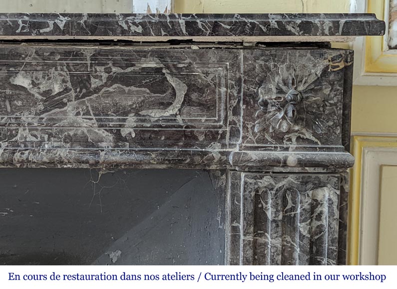 Louis XVI period fireplace in gray Ardennes marble Louis XVI period fireplace in gray Ardennes marble-6
