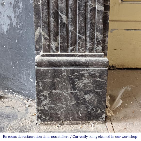 Louis XVI period fireplace in gray Ardennes marble Louis XVI period fireplace in gray Ardennes marble-7