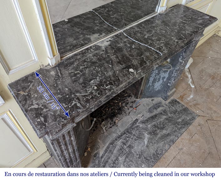 Louis XVI period fireplace in gray Ardennes marble Louis XVI period fireplace in gray Ardennes marble-8