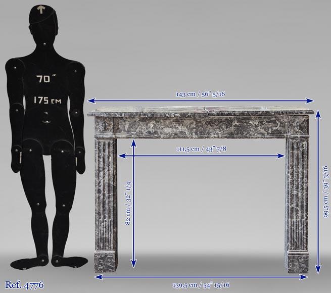 Louis XVI period fireplace in gray Ardennes marble Louis XVI period fireplace in gray Ardennes marble-9