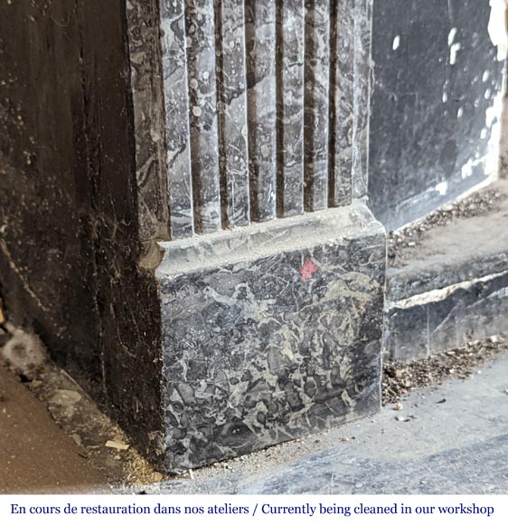 Louis XVI period fireplace in Grey Sainte Anne marble Louis XVI period fireplace in Grey Sainte Anne marble-4