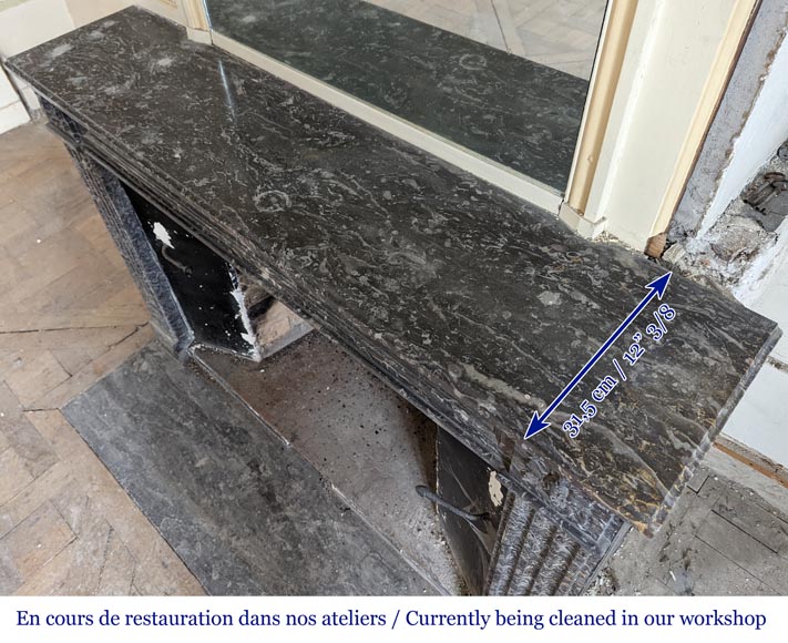 Louis XVI period fireplace in Grey Sainte Anne marble Louis XVI period fireplace in Grey Sainte Anne marble-8