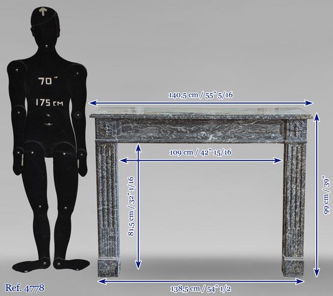 Louis XVI period fireplace in Grey Sainte Anne marble Louis XVI period fireplace in Grey Sainte Anne marble-9