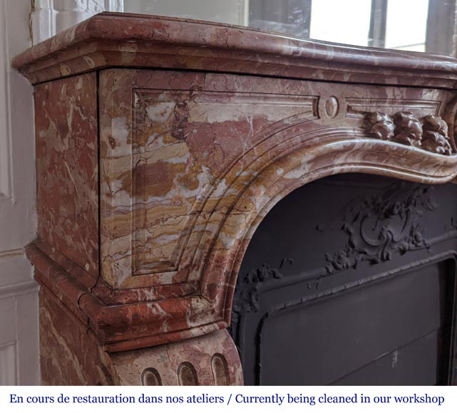 Louis XV style fireplace in Breche de Saint-Maximin marble Louis XV style fireplace in Breche de Saint-Maximin marble-5
