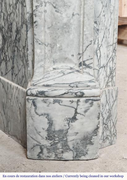 Louis XV style fireplace, Pompadour model, in blue floral marble Louis XV style fireplace, Pompadour model, in blue floral marble-4