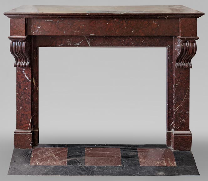 Napoleon III style fireplace in Griotte marble with modillions Napoleon III style fireplace in Griotte marble with modillions-0