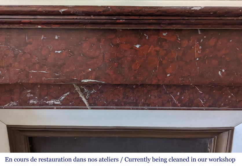 Napoleon III style fireplace in Griotte marble with modillions Napoleon III style fireplace in Griotte marble with modillions-1