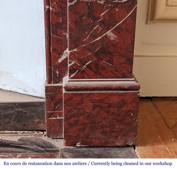 Napoleon III style fireplace in Griotte marble with modillions Napoleon III style fireplace in Griotte marble with modillions-8