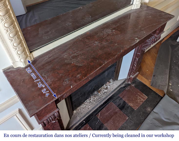 Napoleon III style fireplace in Griotte marble with modillions Napoleon III style fireplace in Griotte marble with modillions-10