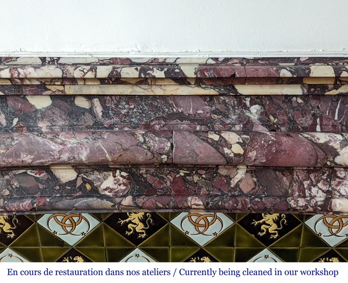 Regence style fireplace made with Fleur de Pêcher marble Regence style fireplace made with Fleur de Pêcher marble-1