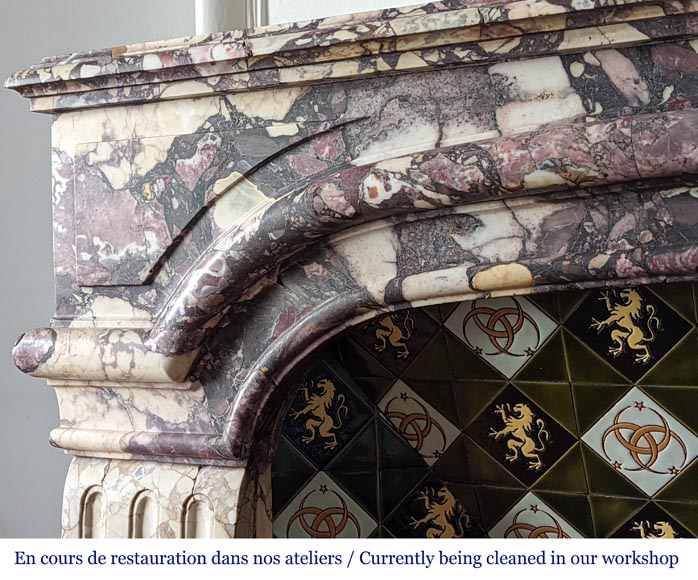 Regence style fireplace made with Fleur de Pêcher marble Regence style fireplace made with Fleur de Pêcher marble-4