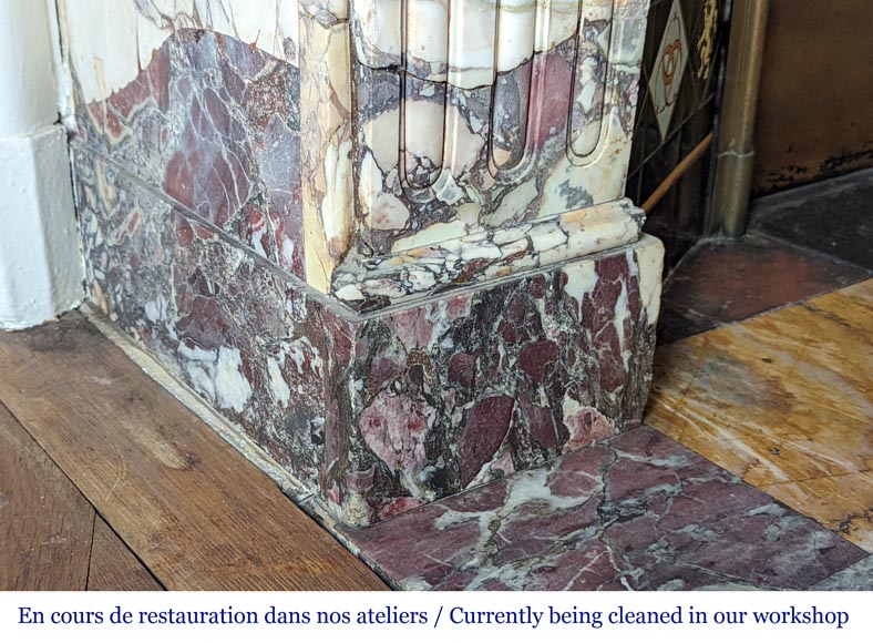 Regence style fireplace made with Fleur de Pêcher marble Regence style fireplace made with Fleur de Pêcher marble-5